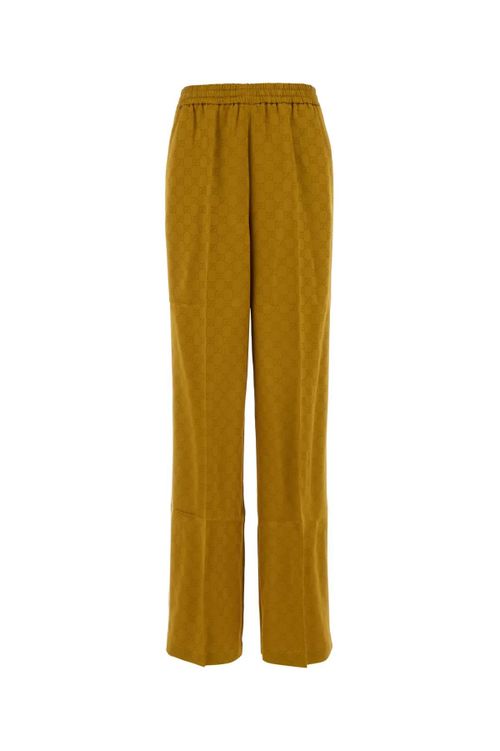 Jacquard Viscose-Acetate Joggers — Mustard