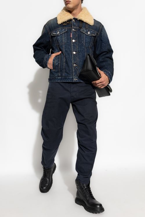 Trousers With Logo, Men's, Navy Blue