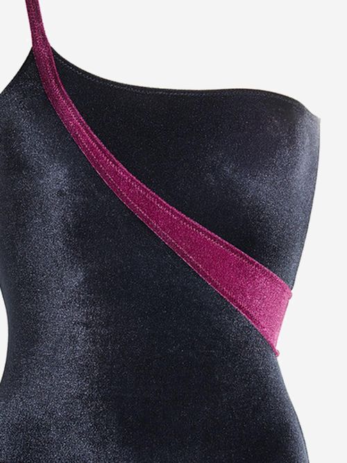 Color-Block Velvet Swimwear — Black