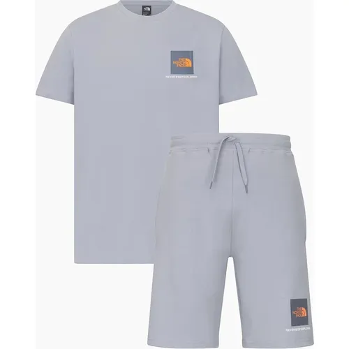 Men's The North Face Mens Small Box Co Ords Set Shorts Short Sleeve T Shirts - Grey