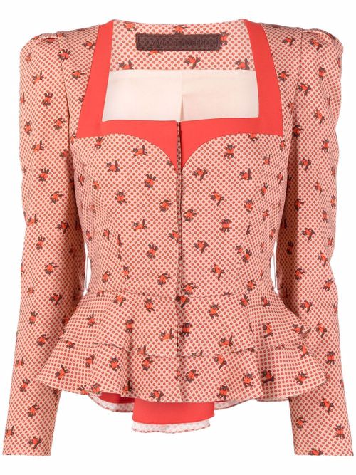 Printed peplum jacket - Neutrals