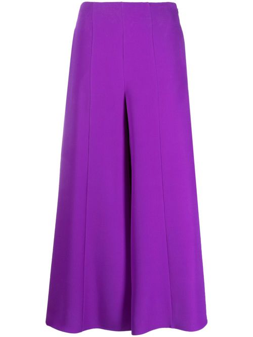 Cropped flared silk trousers - Purple