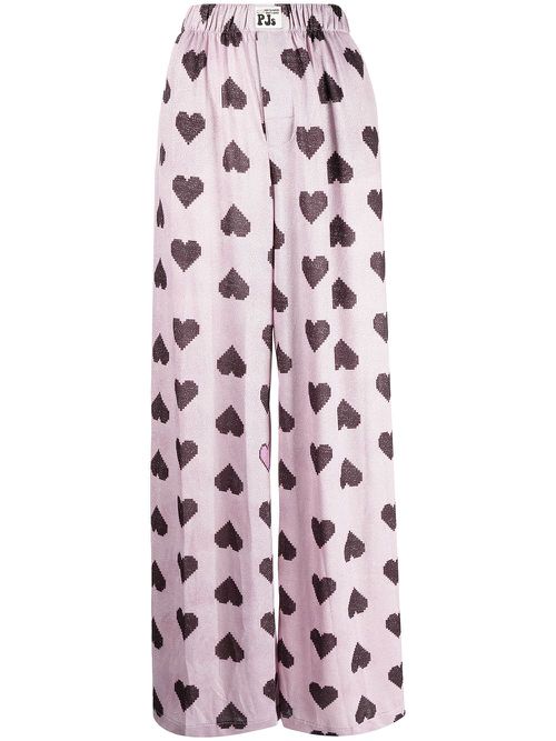 Heart-print wide-leg trousers - Pink