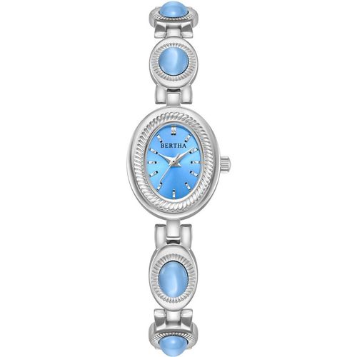 Bertha Womens Rosalie Jade Stone Bracelet Watch - Sky Blue Stainless Steel - One