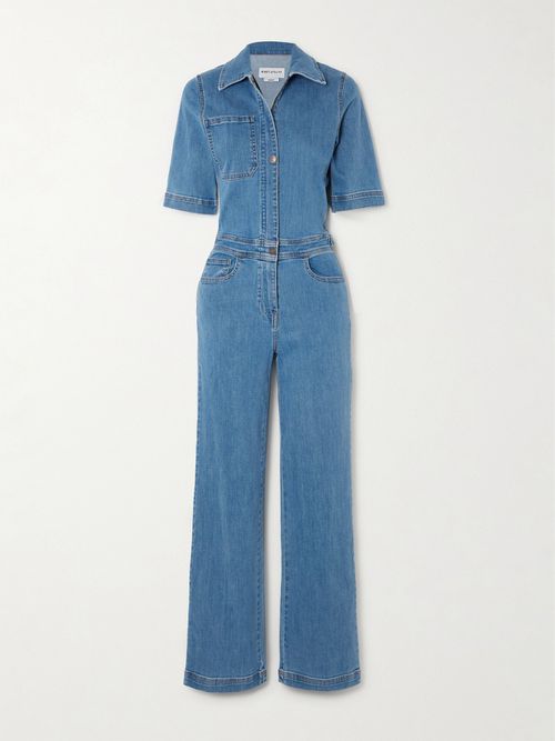 Rowdy Stretch-denim Jumpsuit - Blue