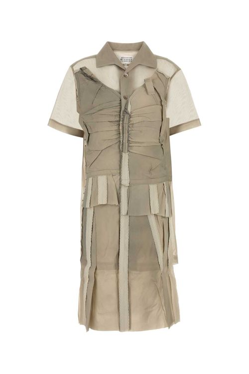 Dress Shirt Dress — Beige