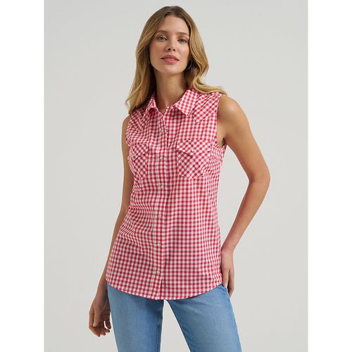 Women's Essential Western Snap Tank in Red Gingham