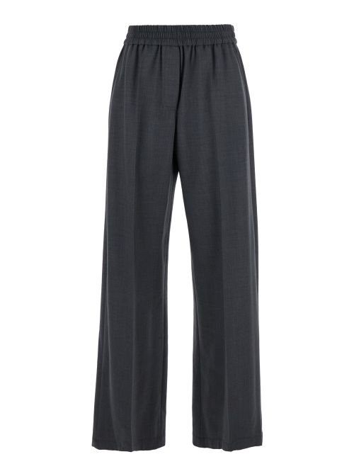 Stretch Wool Blend Trousers — Gray