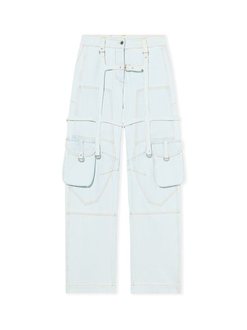 Cargo Denim Pants - Female Clothing Light Blue