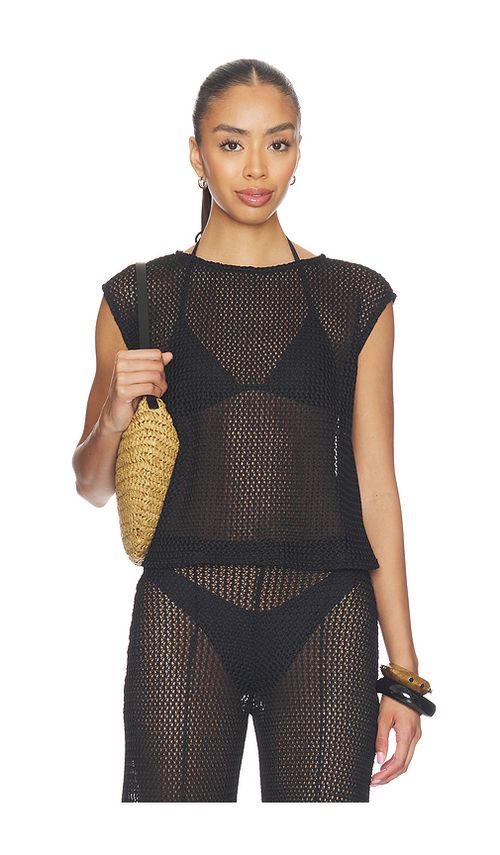 Ripley Rader Fishnet Lounge Tank in Black. - L also in S