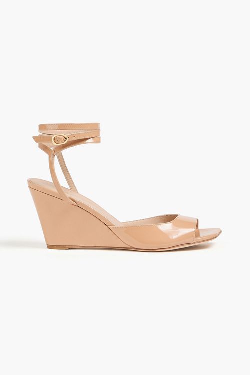 Tia 85 patent-leather wedge sandals - Neutral - EU 39.5