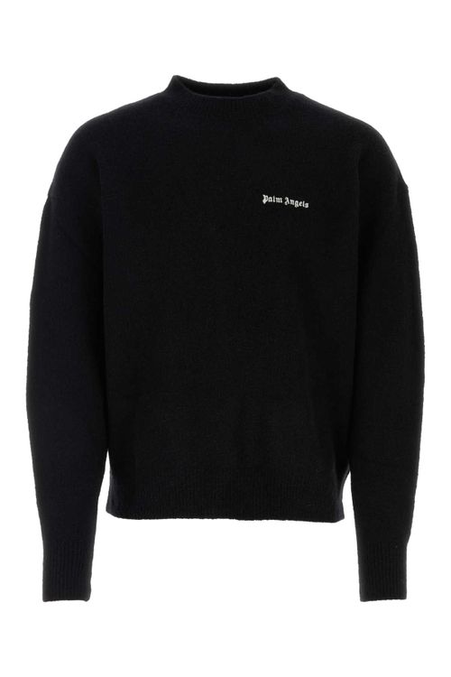 Logo-Embroidered Merino Wool Blend Sweater — Black
