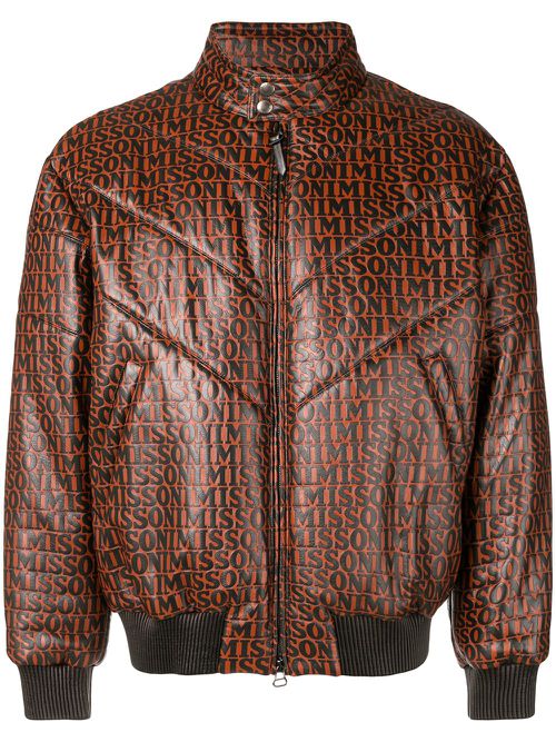 Logo print bomber jacket - Brown