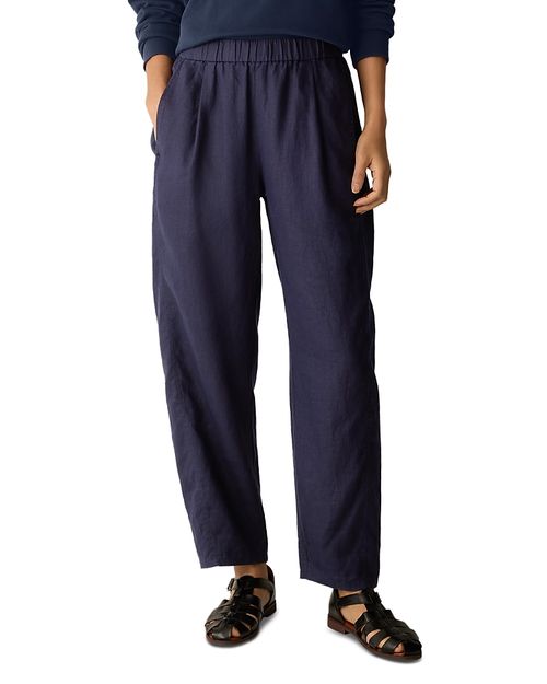 Linen Ankle Pleated Lantern Pants