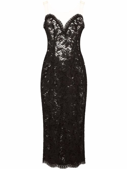 Lace midi dress - Black