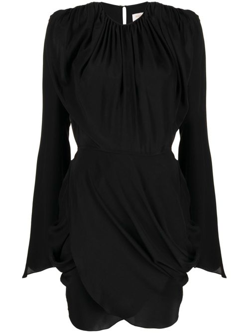 Wraparound silk dress - Black