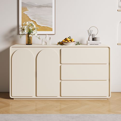 1505mm Modern Off White Sideboard Buffet with Storage Credenza Arch Door
