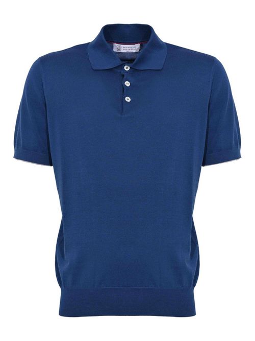 Air Force/Grey Cotton Polo Shirt