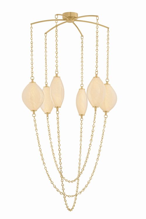 Vintage Brass LED Chandelier from the Positano Collection