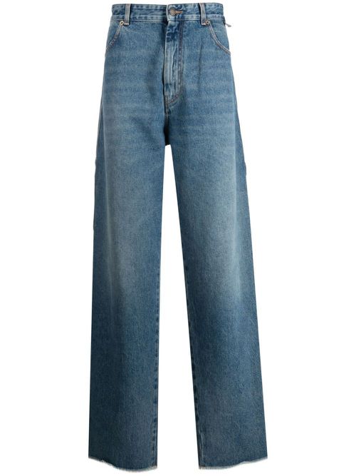 High-waist straight-leg jeans