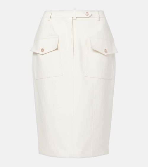 Cotton-blend midi skirt