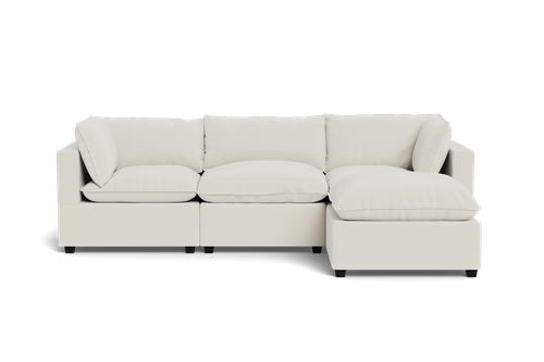 "Kova Pillow Cushion Sofa 122"" + Ottoman - Bone Performance Chenille"