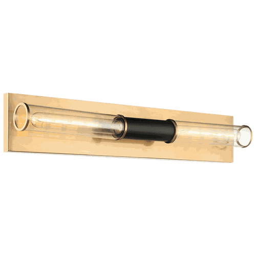 Matte Black Aged Gold Brass Two Light Wall Sconce from the Tubo Collection