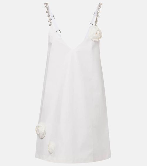 Embellished floral-appliqué minidress