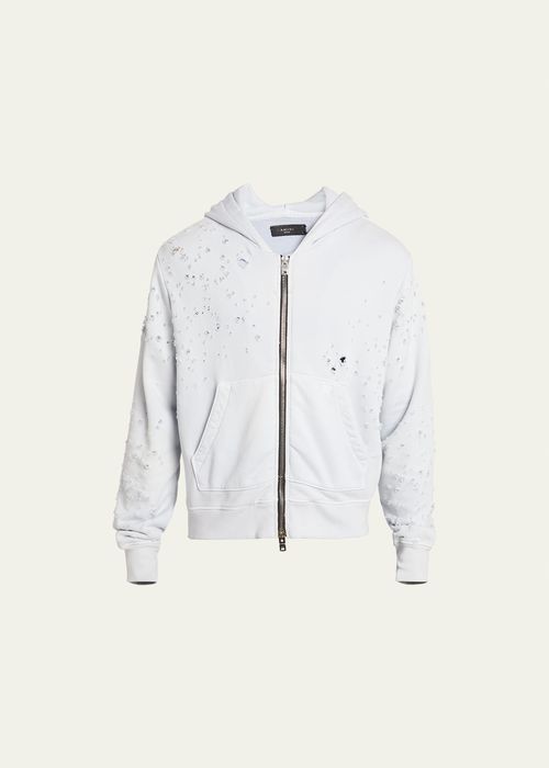 Men's Distressed Zip Hoodie