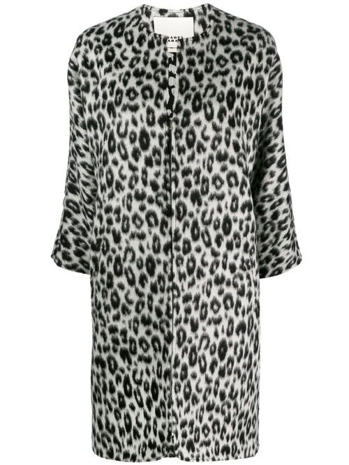 Leopard-print zip-up coat - Black