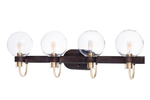 Maxim Bauhaus 4-Light Bathroom Vanity Light in Bronze and Satin Brass - 30514CLBZSBR