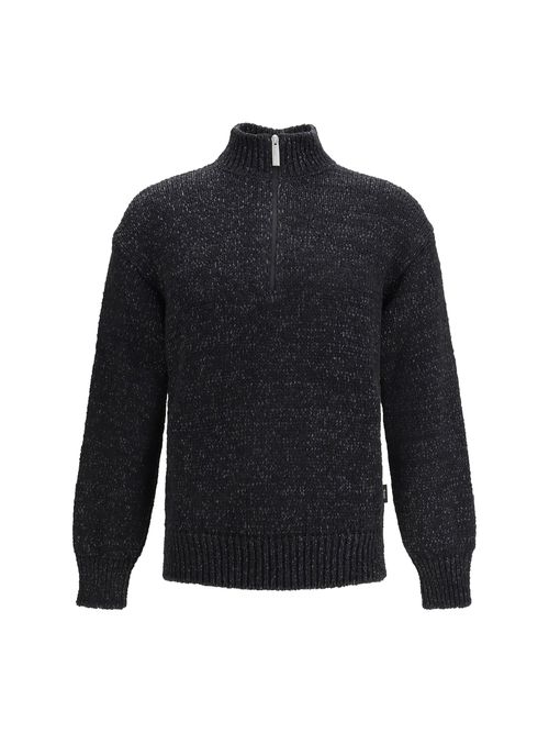 Half-Zip Wool-Blend Sweater — Black