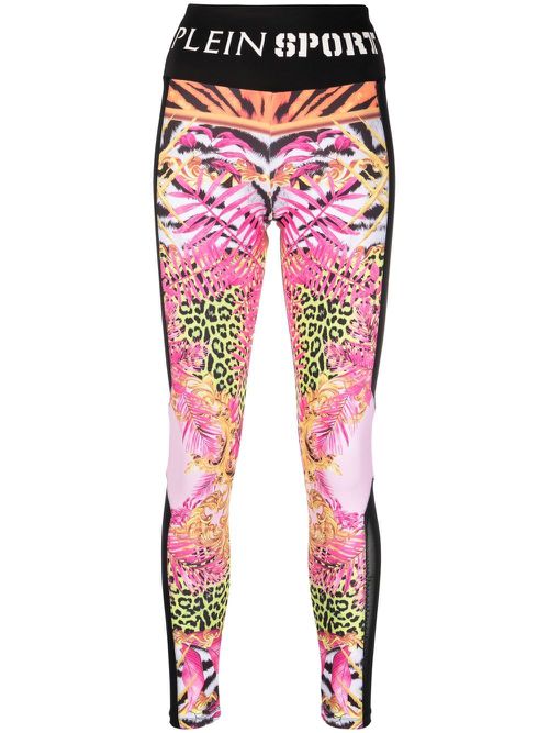 Floral-print jogging leggings - Black