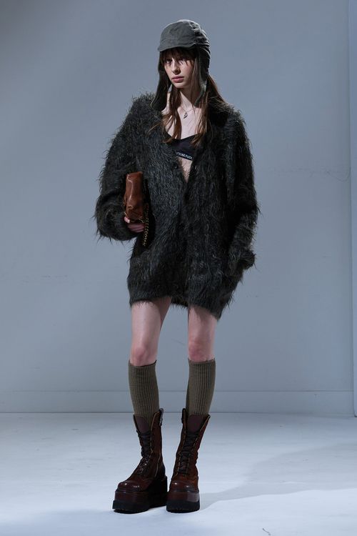 R13 Boyfriend Cardigan - Heather Olive Green