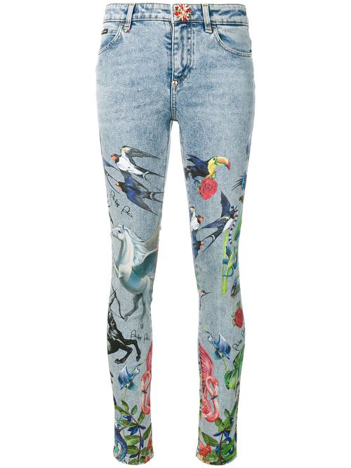 Creature print skinny jeans - Blue
