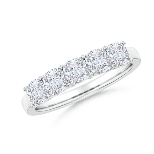 Angara 1.8 CTW Lab-Grown Prong-Set Cushion Diamond Five Stone Wedding Ring in 18K White Gold