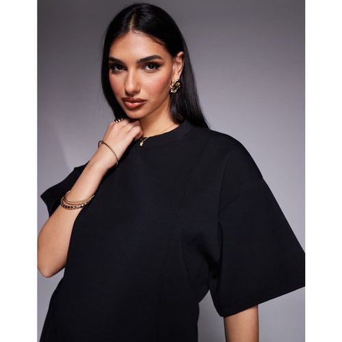 ASOS DESIGN Womens interlock oversized boxy tee co ord with seam detail black