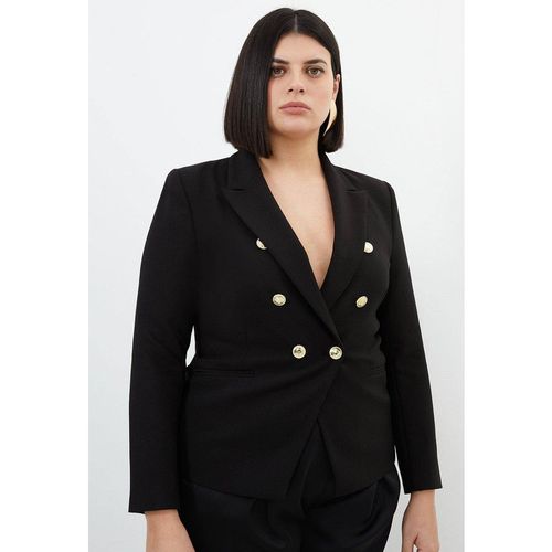 Karen Millen Women's Plus Forever Tailored Button Military Blazer in Black