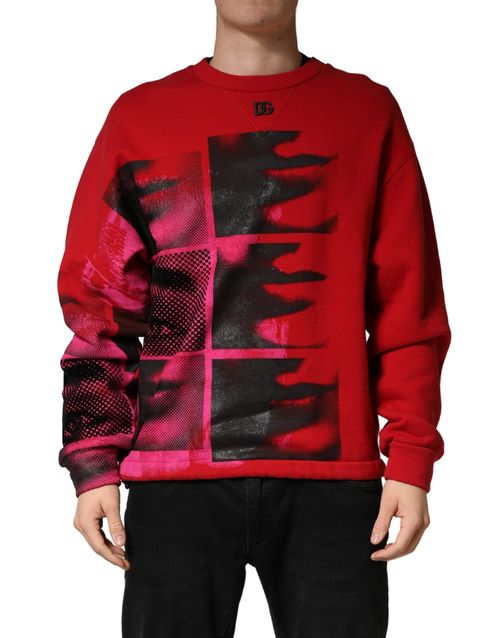 Graphic Print Crew Neck Sweatshirt — Red