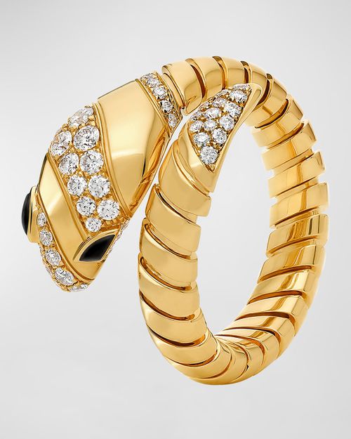 18K Yellow Gold Serpenti Tubogas Onyx Ring
