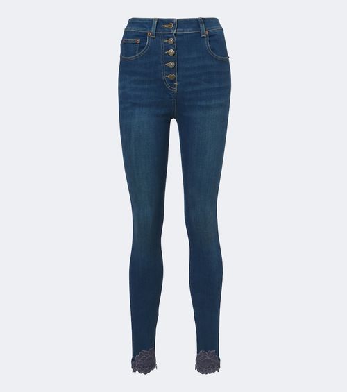 Lace-trimmed skinny jeans