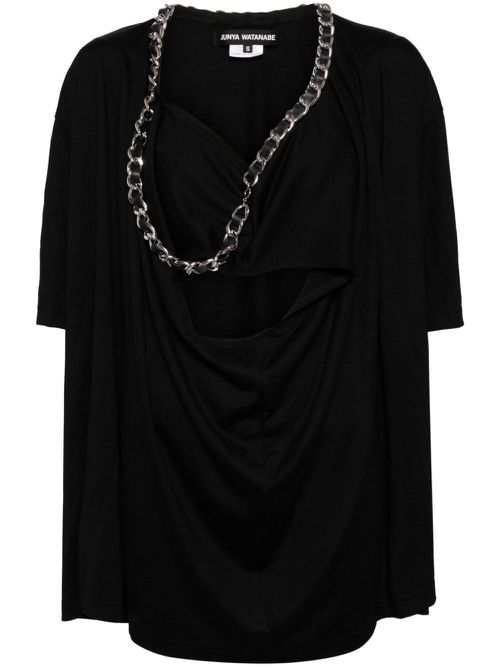 Asymmetric-sleeve T-shirt - Black