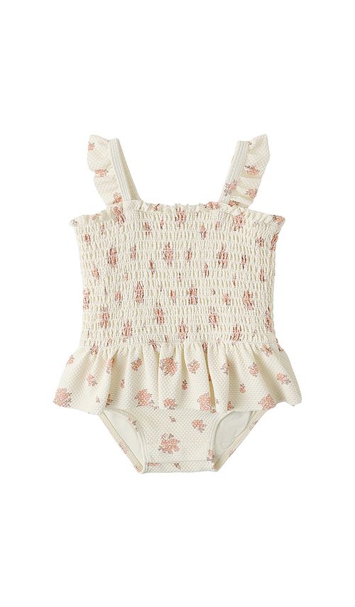 QUINCY MAE Smocked One Piece Swimsuit in Ivory. 2-. Also