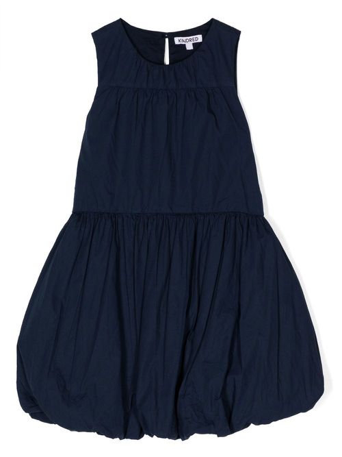Puffball-hem organic-cotton dress - Blue