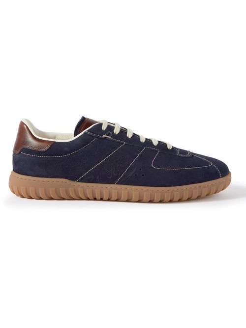 Scritto Venezia Leather-Trimmed Suede Sneakers - Men - Blue - UK 9.5