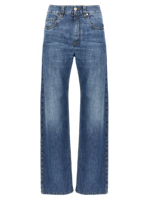 Straight-Leg Cotton Denim Jeans — Blue