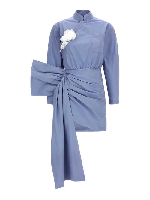 Blue Cotton Tie Side Mini Dress