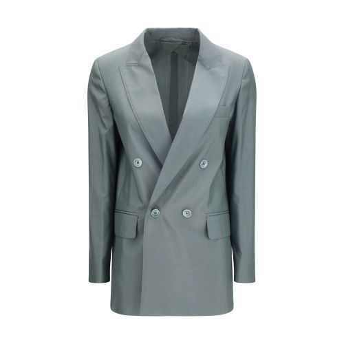 Double-Breasted Merino Wool Blazer — Gray