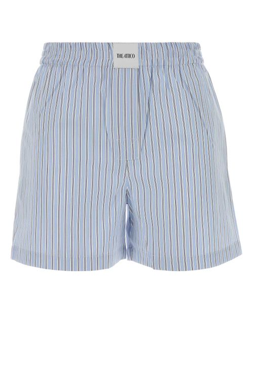 Striped Cotton Bermuda Shorts — Blue