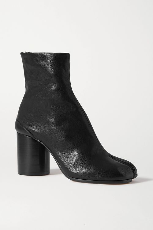 Tabi Split-toe Leather Ankle Boots - Black